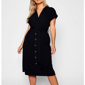 Belted Button Down Midi Dress